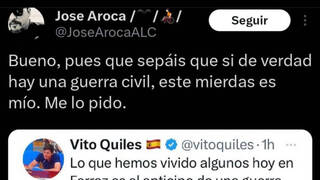 Un asesor del PSOE quiere matar a Vito Quiles en una nueva guerra civil 
